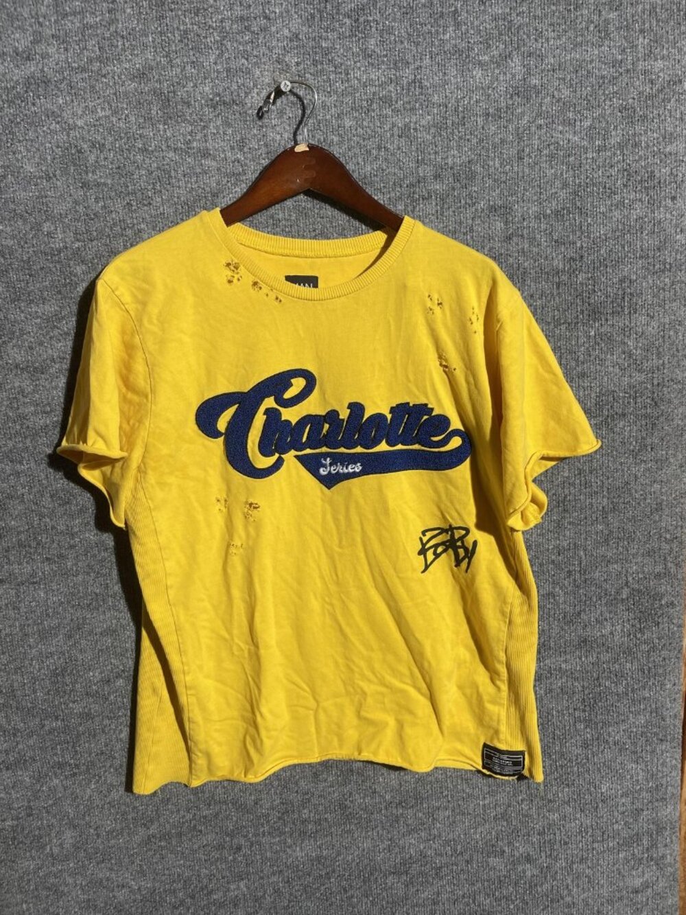 BoohooMAN DaBaby Charlotte Shirt Mens XL Yellow Graphic Distressed Limited Tee